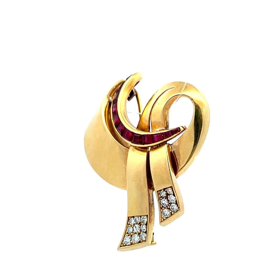 0.25 CARAT ROUND BRILLIANT I VS1 DIAMOND 18 KARAT YELLOW GOLD PIN BROOCH (1 of 1)