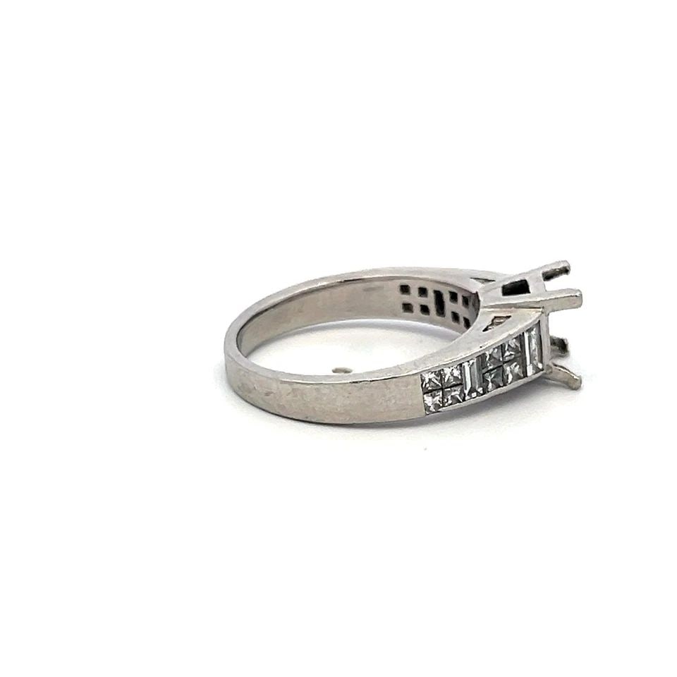 1.15CT PRINCESS & BAGUETTE DIAMOND PLATINUM SEMI-MOUNT RING – FITS 2CT CENTER ST (1 of 1)