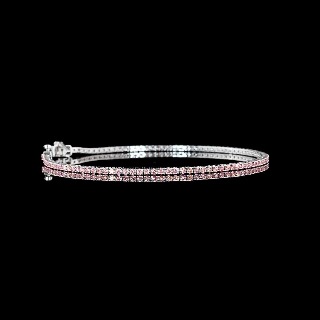 LAB-GROWN 1.61 CARAT ROUND FANCY VIVID-VS2 DIAMOND 14K WHITE GOLD TENNIS BRACELE: LAB-GROWN 1.61 CARAT ROUND FANCY VIVID-VS2 DIAMOND 14K WHITE GOLD TENNIS BRACELE Title: High-quality Brand-New Echo Friendly Elegant Lab-Grown 1.61 Carat Round Fancy Vivid-VS2 Diamond 14K White Gold T