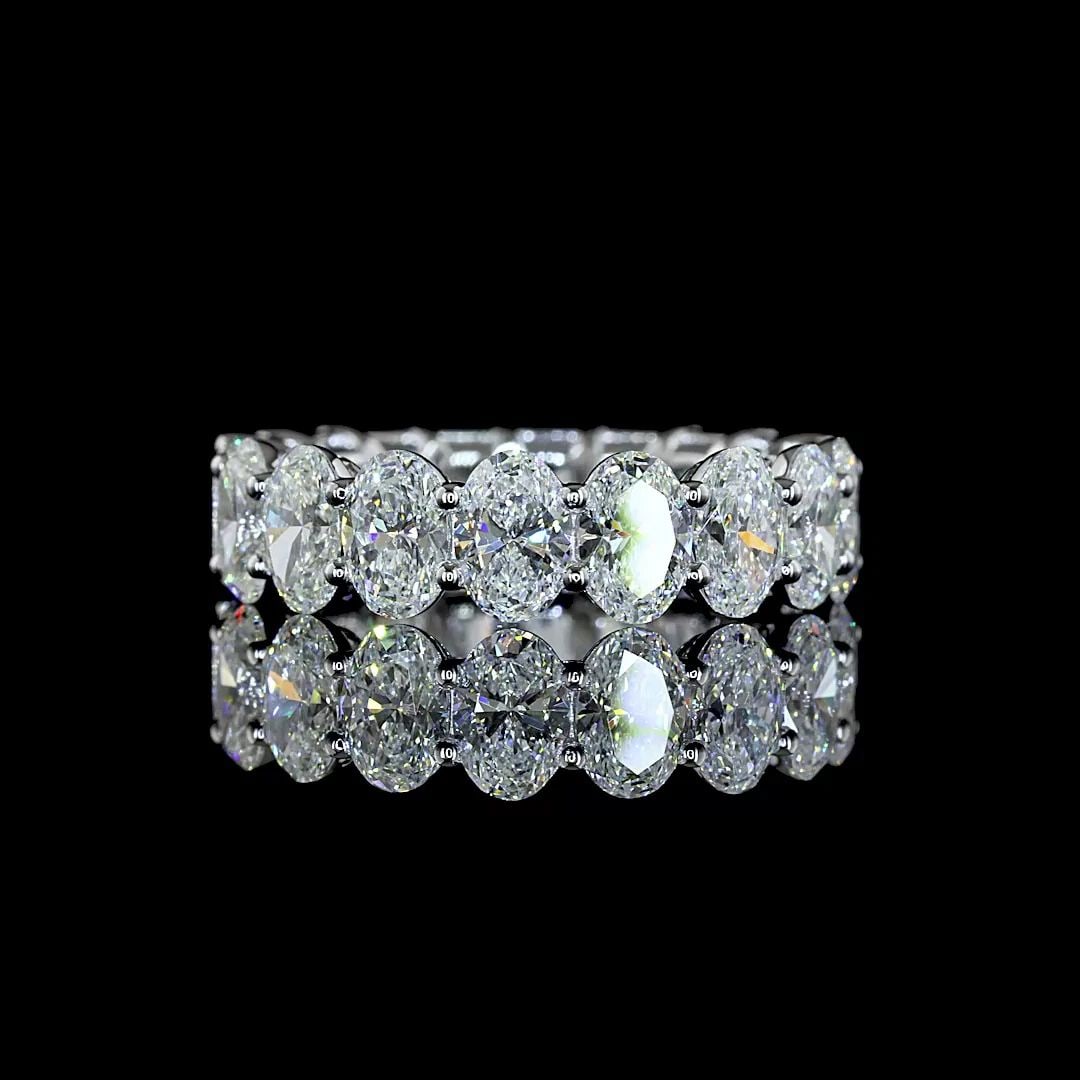 LAB-GROWN 5.8 CARAT OVAL E-F-VS1 DIAMOND 14K WHITE GOLD ETERNITY BAND: LAB-GROWN 5.8 CARAT OVAL E-F-VS1 DIAMOND 14K WHITE GOLD ETERNITY BAND PRODUCT DESCRIPTION Title: High-quality Brand-New Echo Friendly Elegant Lab-Grown 5.8 Carat Oval E-F-VS1 Diamond 14K White Gold Et