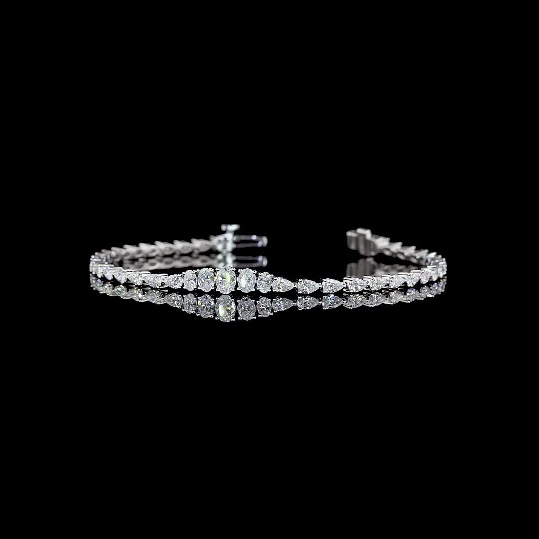 LAB-GROWN 3.13 CARAT OVAL E-F-VS DIAMOND 14K WHITE GOLD RIVIERA BRACELET: LAB-GROWN 3.13 CARAT OVAL E-F-VS DIAMOND 14K WHITE GOLD RIVIERA BRACELET Title: High-quality Brand-New Echo Friendly Elegant Lab-Grown 3.13 Carat Oval E-F-VS Diamond 14K White Gold Riviera Bracelet Vi
