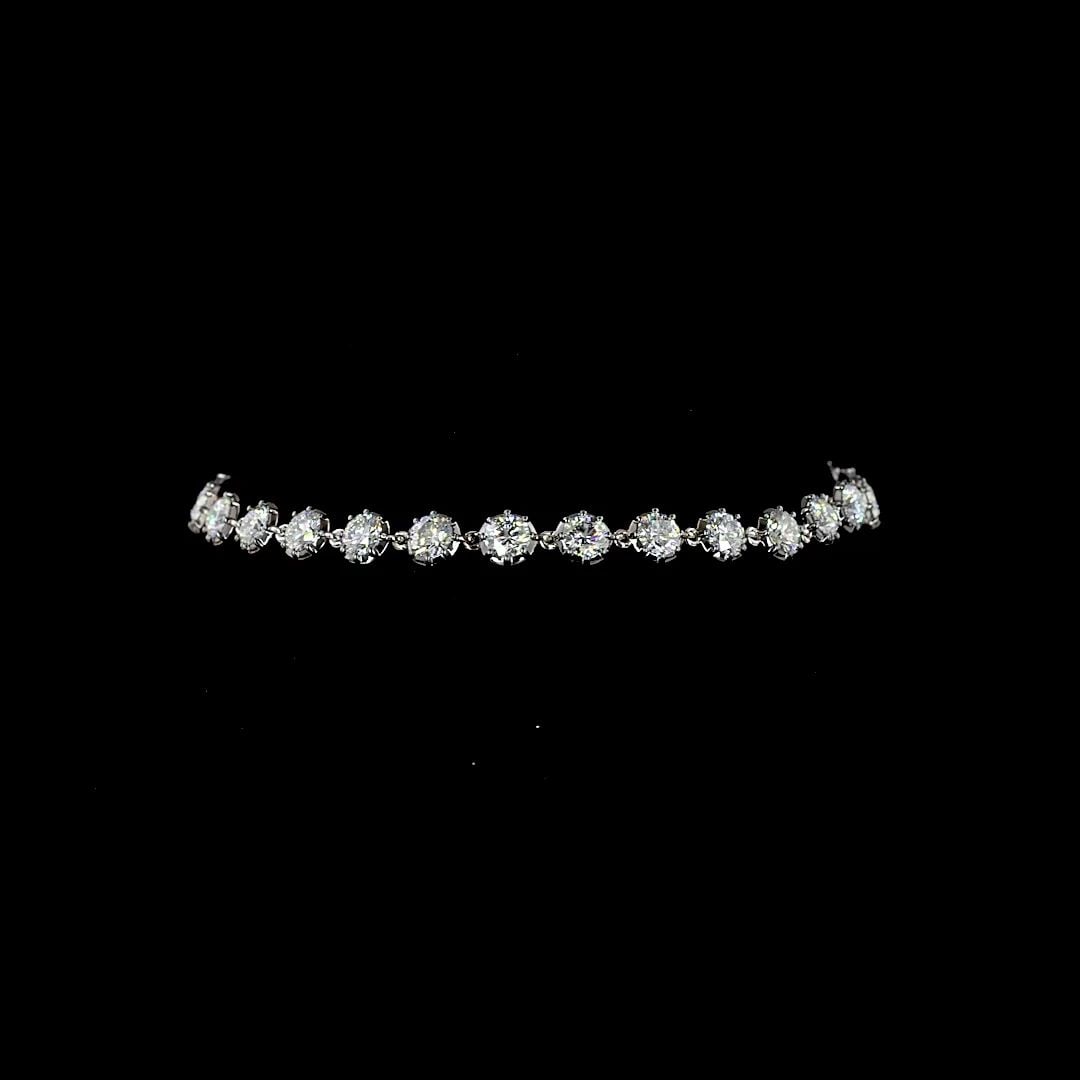LAB-GROWN 4 CARAT ROUND E-F-VS DIAMOND 14K WHITE GOLD STATION BRACELET: LAB-GROWN 4 CARAT ROUND E-F-VS DIAMOND 14K WHITE GOLD STATION BRACELET PRODUCT DESCRIPTION Title: High-quality Brand-New Echo Friendly Elegant Lab-Grown 4 Carat Round E-F-VS Diamond 14K White Gold Sta