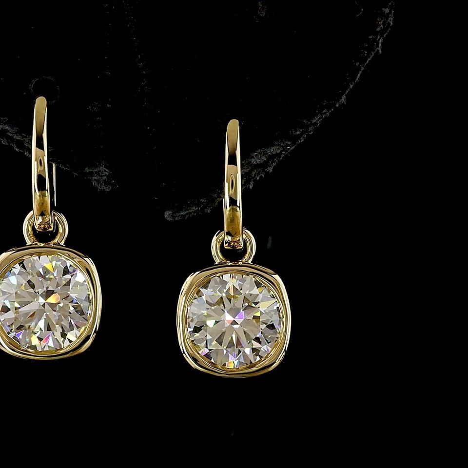 LAB-GROWN 4.08 CARAT ROUND E-F-VS1 DIAMOND 14K YELLOW GOLD HANGING EARRINGS: LAB-GROWN 4.08 CARAT ROUND E-F-VS1 DIAMOND 14K YELLOW GOLD HANGING EARRINGS PRODUCT DESCRIPTION Title: High-quality Brand-New Echo Friendly Elegant Lab-Grown 4.08 Carat Round E-F-VS1 Diamond 14K Yello