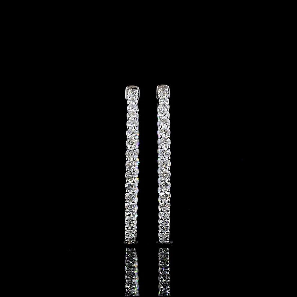 LAB-GROWN 2.87 CARAT ROUND E-F-VS DIAMOND 14K WHITE GOLD HOOPS EARRINGS: LAB-GROWN 2.87 CARAT ROUND E-F-VS DIAMOND 14K WHITE GOLD HOOPS EARRINGS Title: High-quality Brand-New Echo Friendly Elegant Lab-Grown 2.87 Carat Round E-F-VS Diamond 14K White Gold Hoops Earrings Vide
