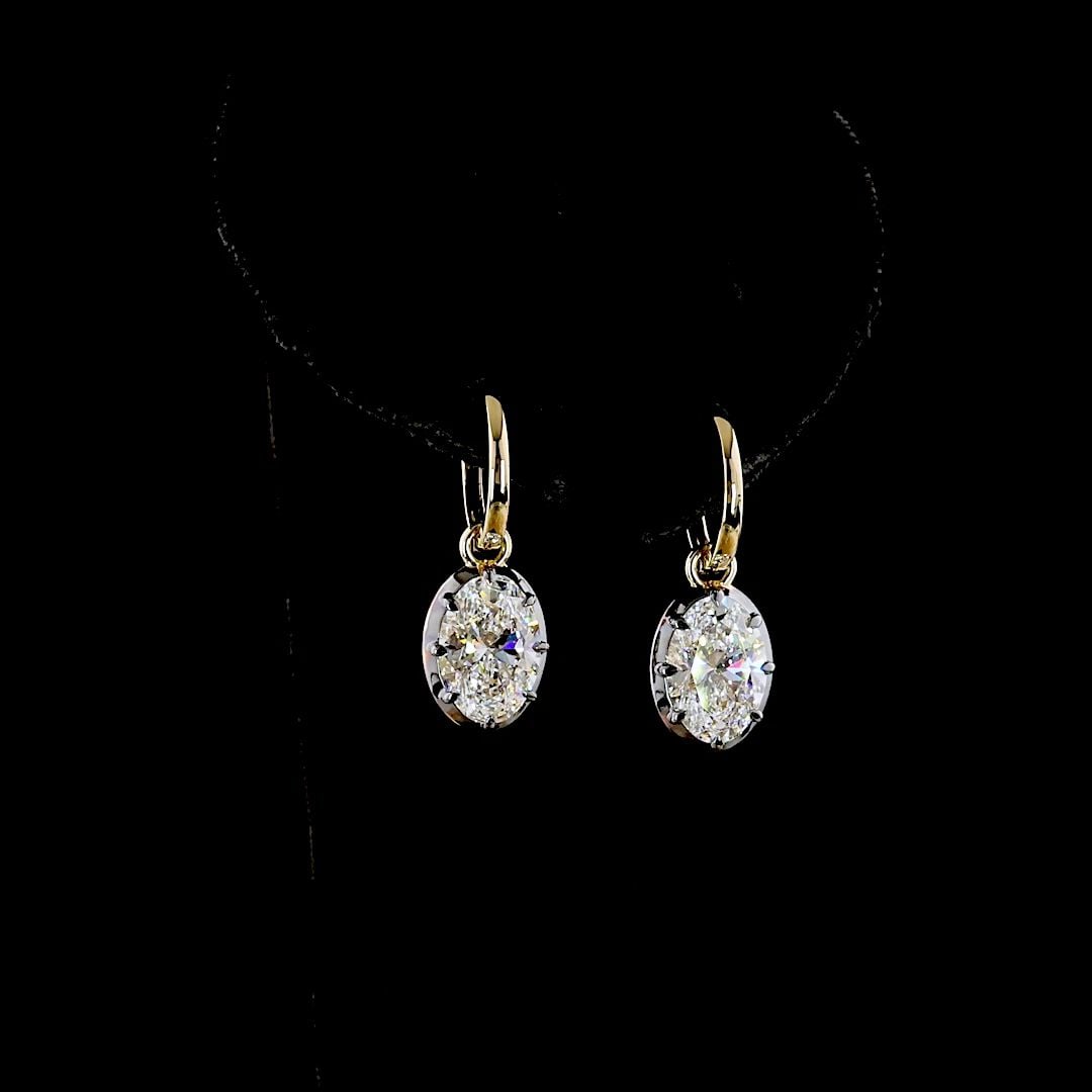LAB-GROWN 4.04 CARAT OVAL E-F-VS1 DIAMOND 14K YELLOW GOLD HANGING EARRINGS: LAB-GROWN 4.04 CARAT OVAL E-F-VS1 DIAMOND 14K YELLOW GOLD HANGING EARRINGS Title: High-quality Brand-New Echo Friendly Elegant Lab-Grown 4.04 Carat Oval E-F-VS1 Diamond 14K Yellow Gold Hanging Earring
