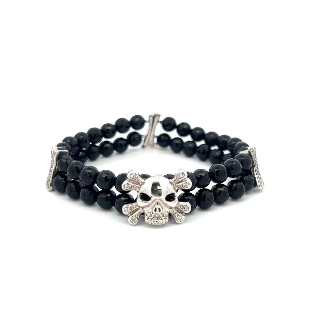 0.35 CARAT ROUND BRILLIANT I SI DIAMOND 18 KARAT WHITE GOLD BEAD BRACELET (1 of 2)