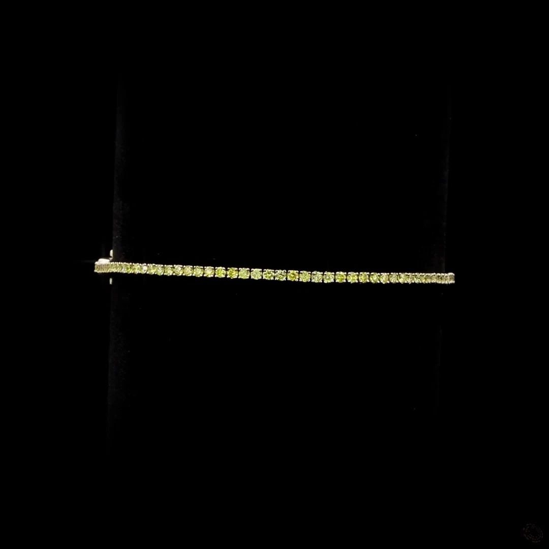 LAB-GROWN 1.57 CARAT ROUND FANCY YELLOW-VS2 DIAMOND 14K YG TENNIS BRACELET (1 of 1)