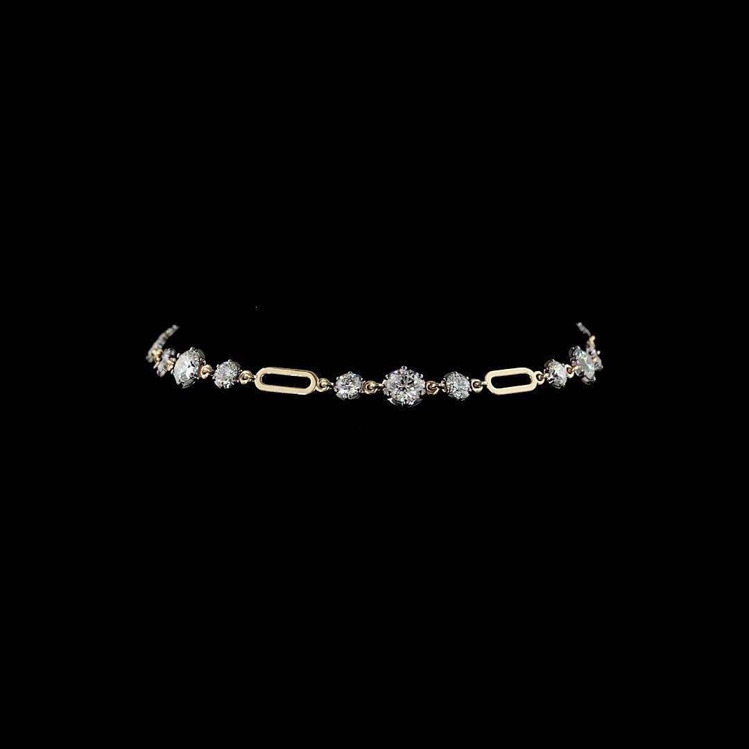 LAB-GROWN 2.85 CARAT ROUND E-F-VS1 DIAMOND 14K YELLOW GOLD STATION BRACELET: LAB-GROWN 2.85 CARAT ROUND E-F-VS1 DIAMOND 14K YELLOW GOLD STATION BRACELET Title: High-quality Brand-New Echo Friendly Elegant Lab-Grown 2.85 Carat Round E-F-VS1 Diamond 14K Yellow Gold Station Brace