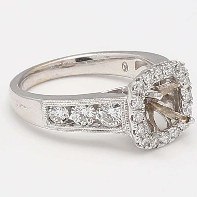 1.50 CARAT ROUND BRILLIANT G SI DIAMOND 14 KARAT WHITE GOLD SEMI MOUNT RING: 1.80 CARAT ROUND BRILLIANT G VS1 DIAMOND 14K WG SEMI MOUNT RING 1.80 Carat Round Brilliant G VS1 Diamond 14 Karat White Gold Semi Mount Ring 14k Semi-Mount Engagement Ring Details Department Unisex Ad