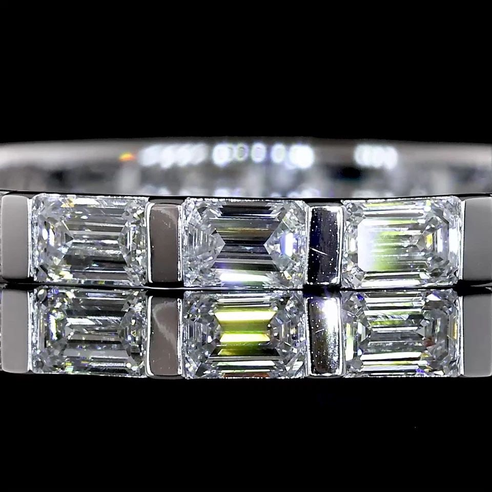 LAB-GROWN 1.18 CARAT EMERALD E-F-VS+ DIAMOND 14K WHITE GOLD ETERNITY BAND: LAB-GROWN 1.18 CARAT EMERALD E-F-VS+ DIAMOND 14K WHITE GOLD ETERNITY BAND Title: High-quality Brand-New Echo Friendly Elegant Lab-Grown 1.18 Carat Emerald E-F-VS+ Diamond 14K White Gold Eternity Band 