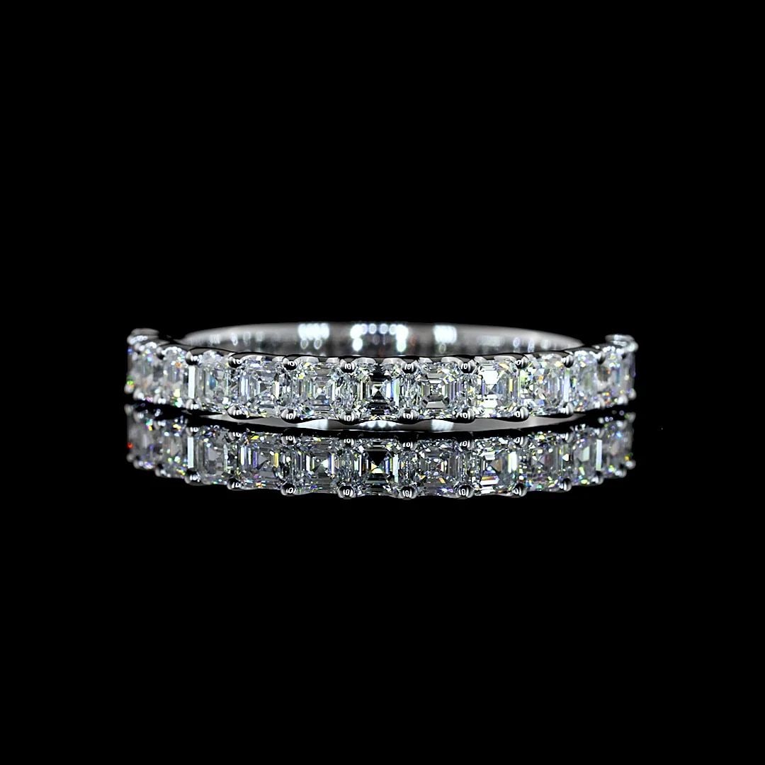 LAB-GROWN 0.94 CARAT ASSCHER E-F-VS+ DIAMOND 14K WHITE GOLD HALF ETERNITY BAND (1 of 1)