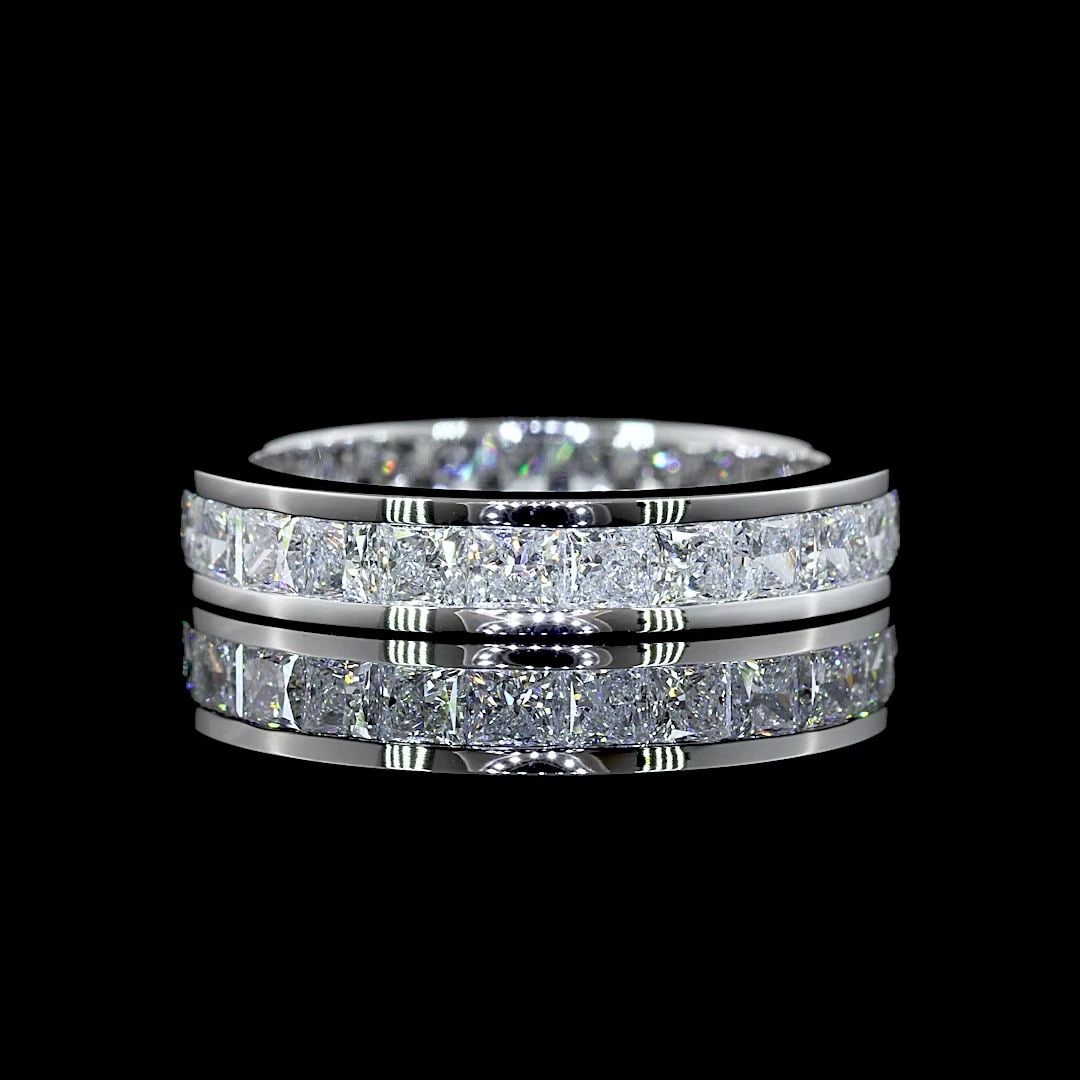 LAB-GROWN 2.52 CARAT PRINCESS E-F-VS DIAMOND 14K WHITE GOLD ETERNITY BAND: LAB-GROWN 2.52 CARAT PRINCESS E-F-VS DIAMOND 14K WHITE GOLD ETERNITY BAND Title: High-quality Brand-New Echo Friendly Elegant Lab-Grown 2.52 Carat Princess E-F-VS Diamond 14K White Gold Eternity Band 
