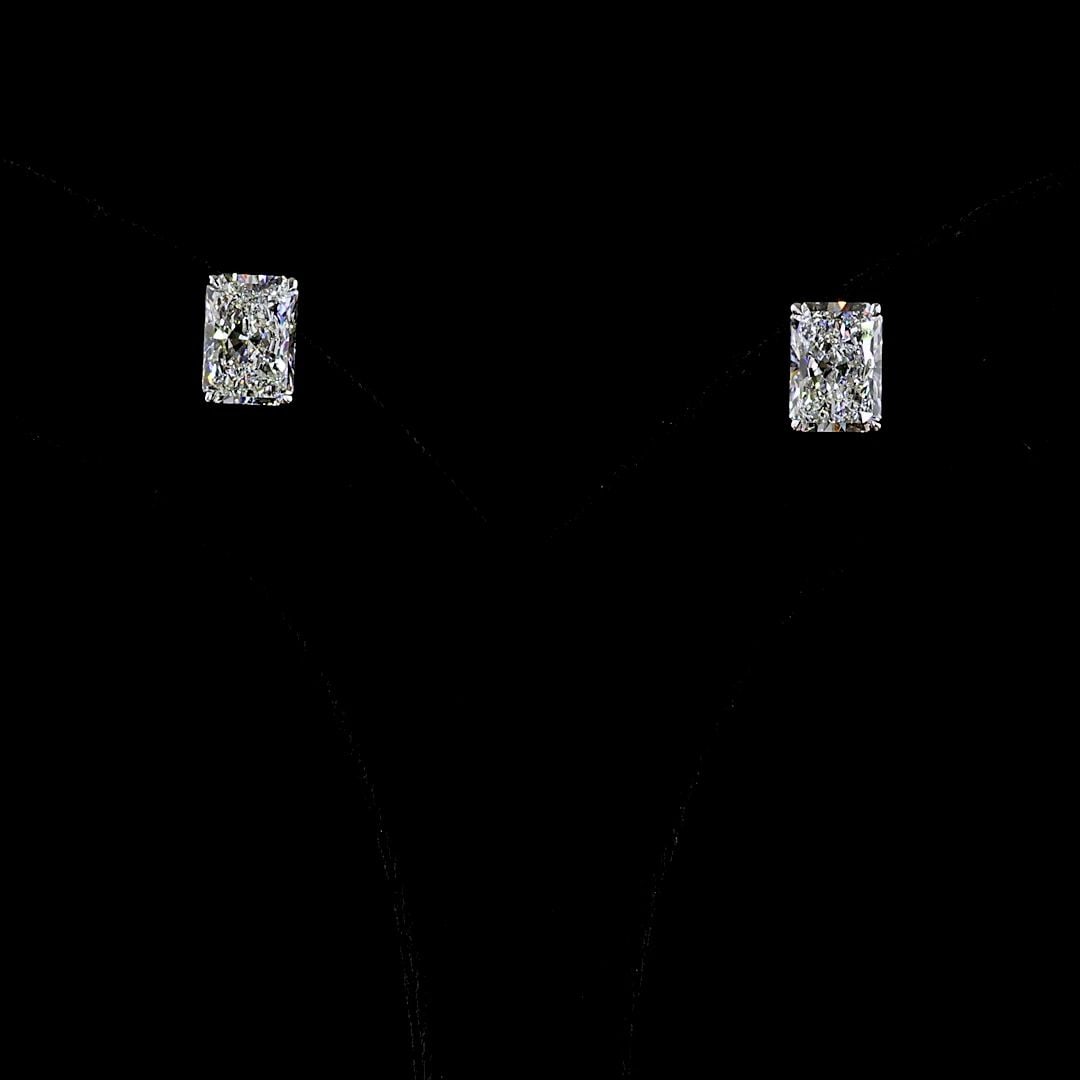 LAB-GROWN 4.58 CARAT RADIANT E-F-VVS2 DIAMOND 14K WHITE GOLD STUDS EARRINGS (1 of 2)