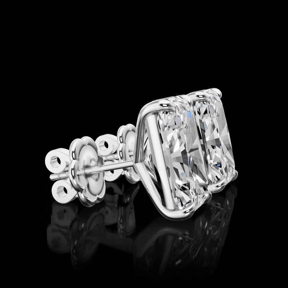 LAB-GROWN 6.12 CARAT RADIANT E-F- DIAMOND 14K WHITE GOLD STUDS EARRINGS (1 of 1)