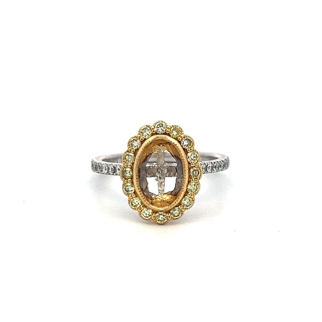 0.67 CARAT DIAMOND 18K GOLD AND PLATINUM SEMI-MOUNT RING FITS 2.50+ CARAT STONE (1 of 2)