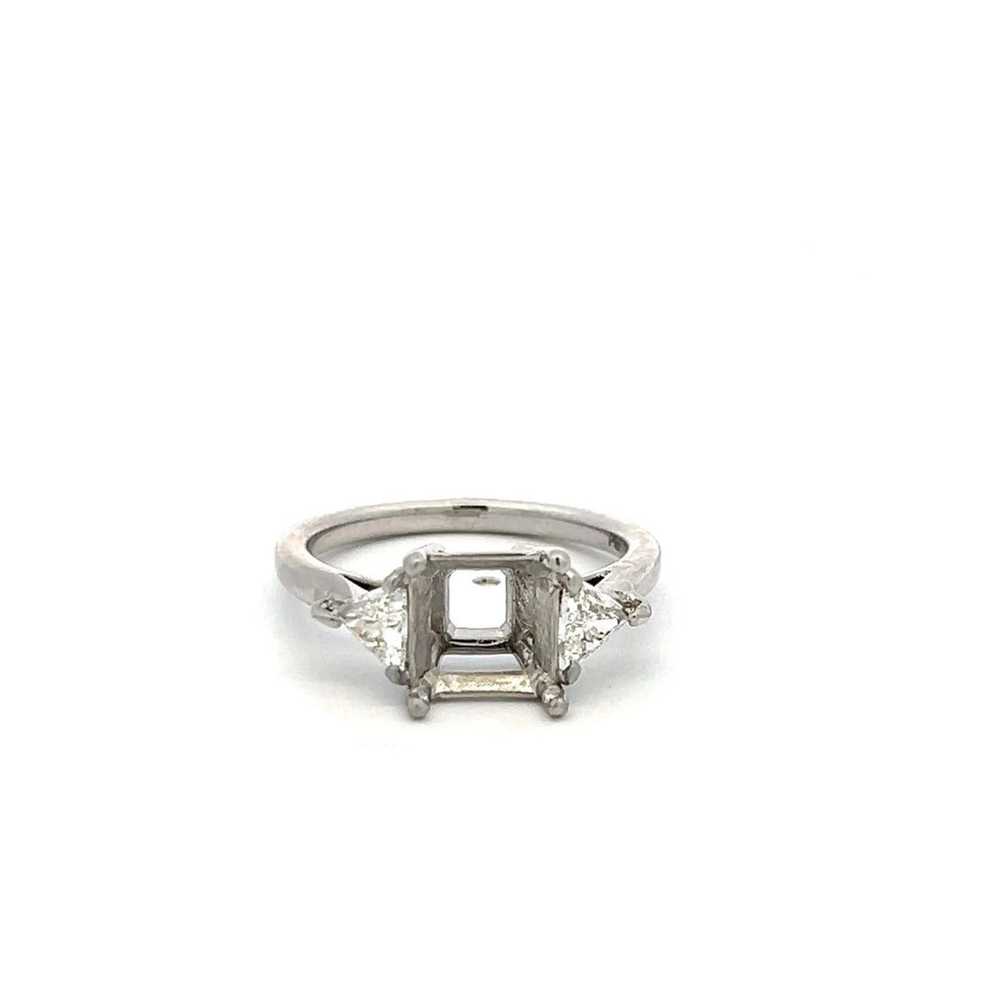 PLATINUM SEMI MOUNT RING WITH 0.53 CT TRIANGULAR DIAMONDS FITS 7.4X7.2MM 2.00CT+ (1 of 1)