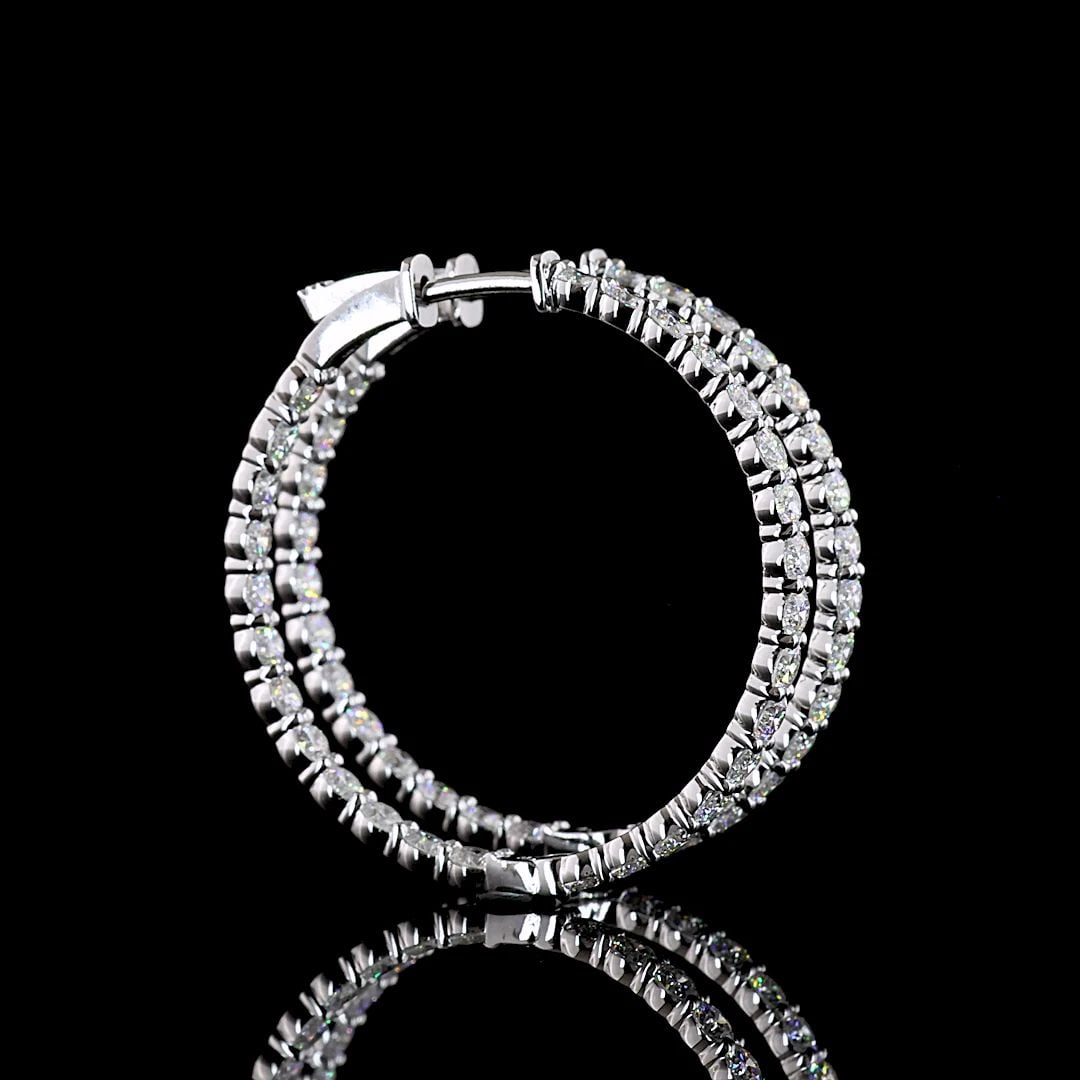 LAB-GROWN 3.16 CARAT ROUND E-F-VS DIAMOND 14K WHITE GOLD HOOPS EARRINGS: LAB-GROWN 3.16 CARAT ROUND E-F-VS DIAMOND 14K WHITE GOLD HOOPS EARRINGS Title: High-quality Brand-New Echo Friendly Elegant Lab-Grown 3.16 Carat Round E-F-VS Diamond 14K White Gold Hoops Earrings Vide