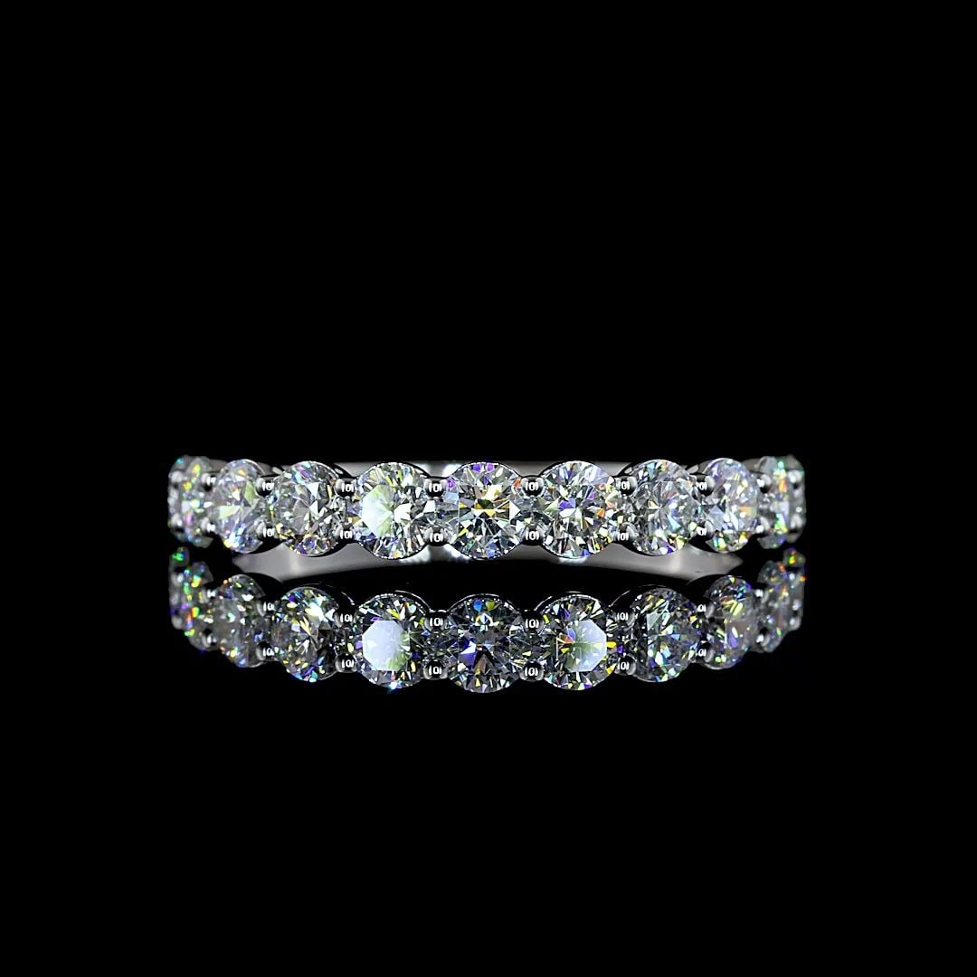 LAB-GROWN 1.06 CARAT ROUND E-F-VS+ DIAMOND 14K WHITE GOLD HALF ETERNITY BAND: LAB-GROWN 1.06 CARAT ROUND E-F-VS+ DIAMOND 14K WHITE GOLD HALF ETERNITY BAND Title: High-quality Brand-New Echo Friendly Elegant Lab-Grown 1.06 Carat Round E-F-VS+ Diamond 14K White Gold Half Eternity