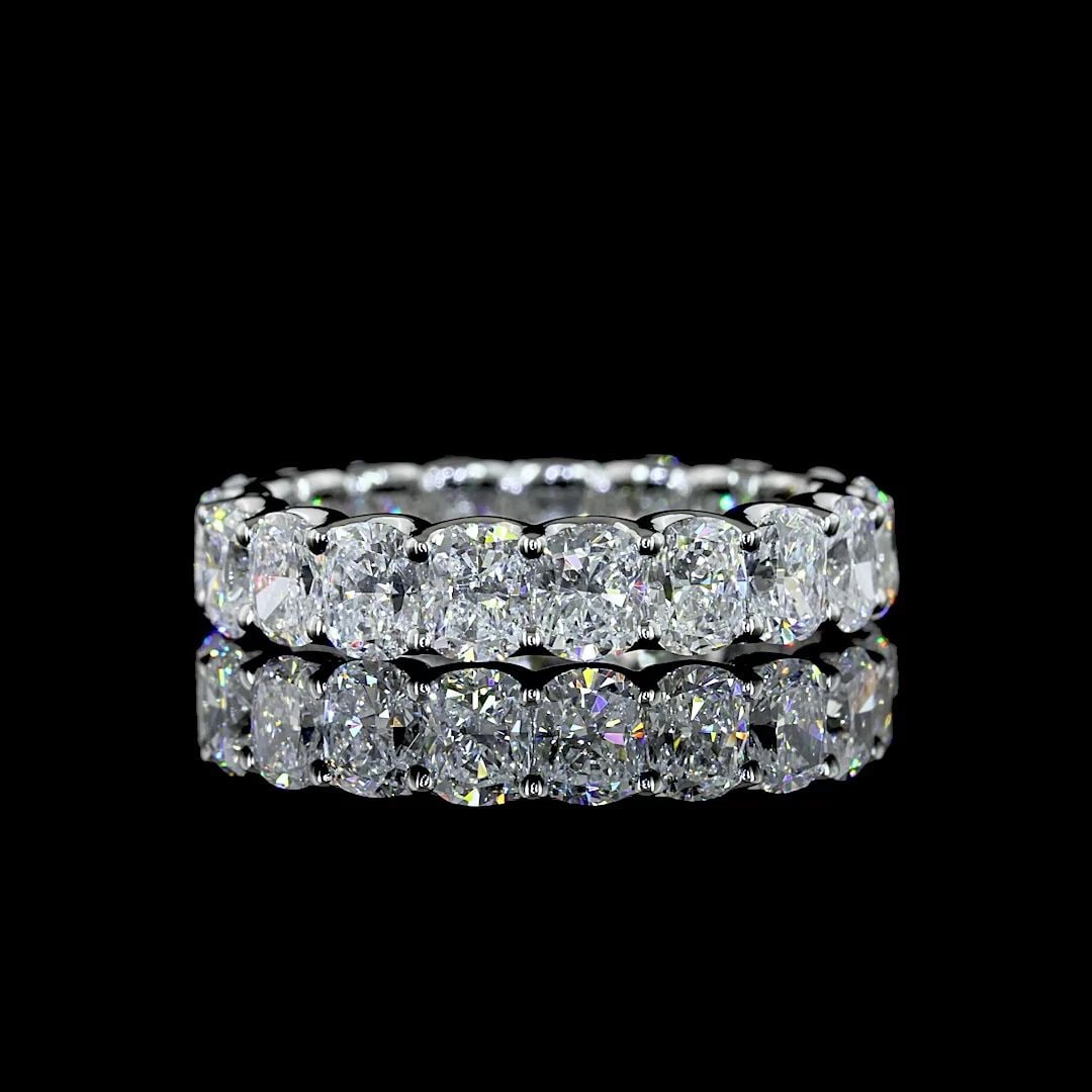 LAB-GROWN 3.21 CARAT CUSHION BRILLIANT E-F-VS DIAMOND PLATINUM ETERNITY BAND: LAB-GROWN 3.21 CARAT CUSHION BRILLIANT E-F-VS DIAMOND PLATINUM ETERNITY BAND Title: High-quality Brand-New Echo Friendly Elegant Lab-Grown 3.21 Carat Cushion Brilliant E-F-VS Diamond Platinum Eternity