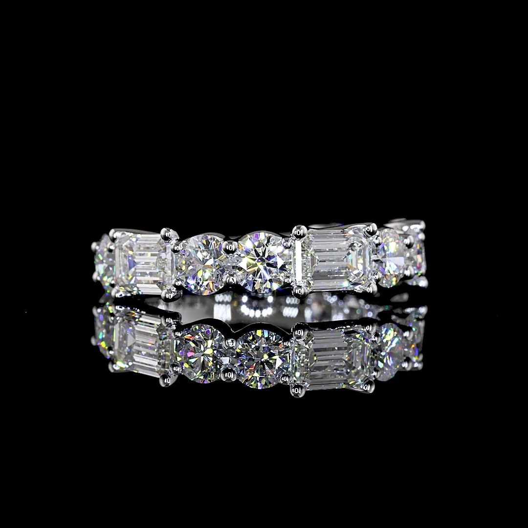 LAB-GROWN 3.31 CARAT EMERALD E-F-VS DIAMOND 14K WG 3/4 BAND ETERNITY BAND: LAB-GROWN 3.31 CARAT EMERALD E-F-VS DIAMOND 14K WG 3/4 BAND ETERNITY BAND Title: High-quality Brand-New Echo Friendly Elegant Lab-Grown 3.31 Carat Emerald E-F-VS Diamond 14K White Gold 3/4 Band Eterni