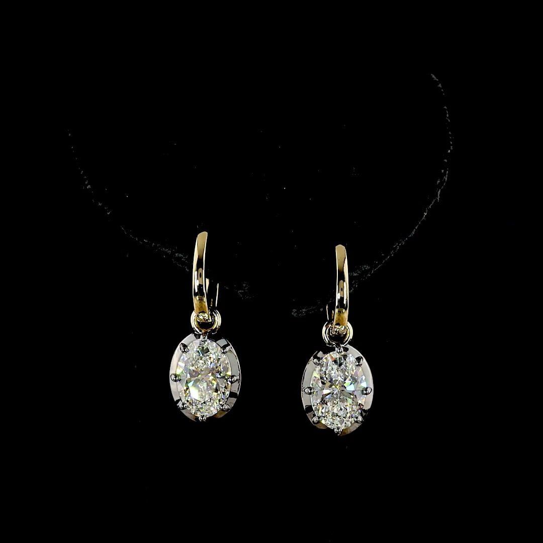 LAB-GROWN 3.05 CARAT OVAL E-F-VS1 DIAMOND 14K YELLOW GOLD HANGING EARRINGS: LAB-GROWN 3.05 CARAT OVAL E-F-VS1 DIAMOND 14K YELLOW GOLD HANGING EARRINGS Title: High-quality Brand-New Echo Friendly Elegant Lab-Grown 3.05 Carat Oval E-F-VS1 Diamond 14K Yellow Gold Hanging Earring
