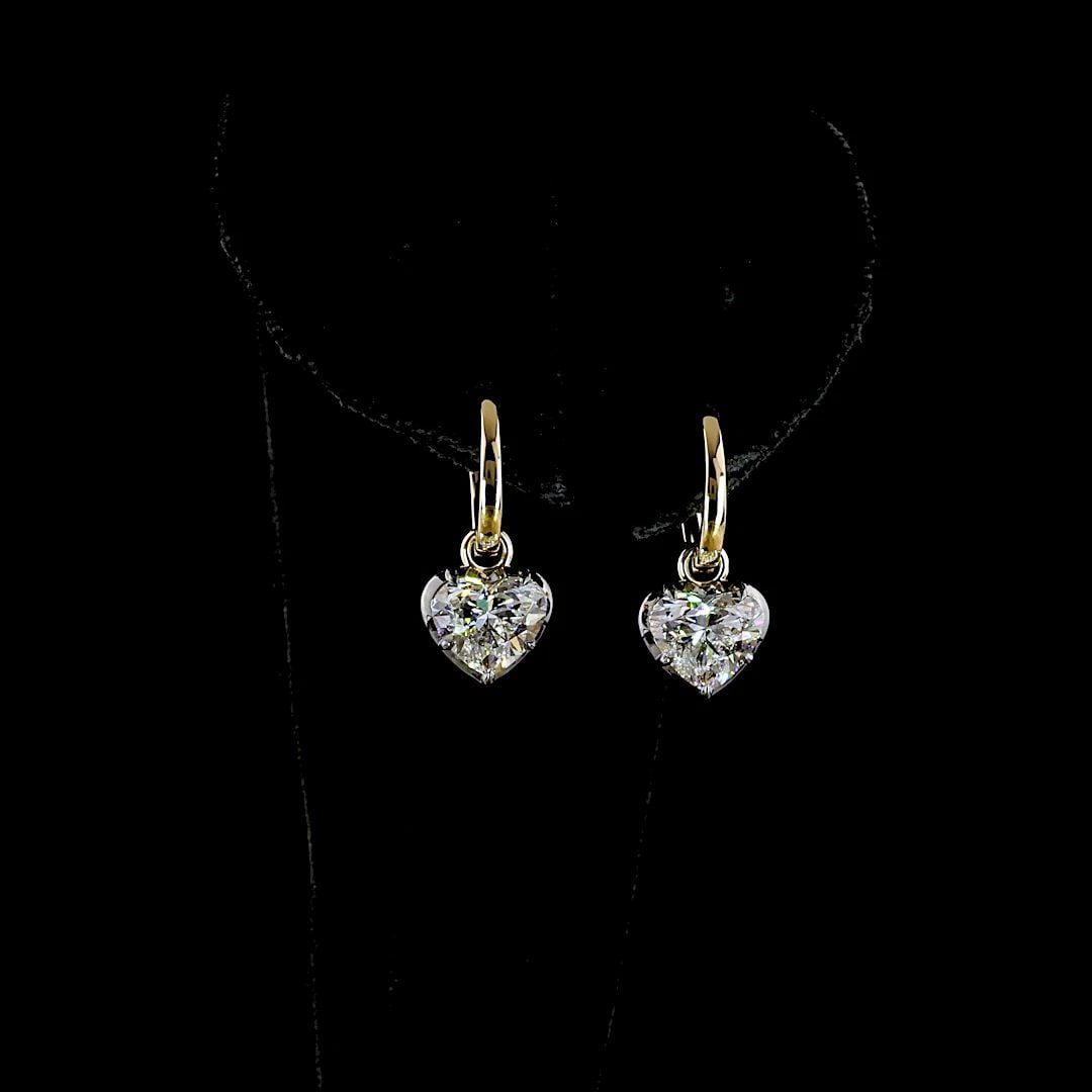 LAB-GROWN 3.1 CARAT HEART E-F-VS1 DIAMOND 14K YELLOW GOLD HANGING EARRINGS: LAB-GROWN 3.1 CARAT HEART E-F-VS1 DIAMOND 14K YELLOW GOLD HANGING EARRINGS Title: High-quality Brand-New Echo Friendly Elegant Lab-Grown 3.1 Carat Heart E-F-VS1 Diamond 14K Yellow Gold Hanging Earring