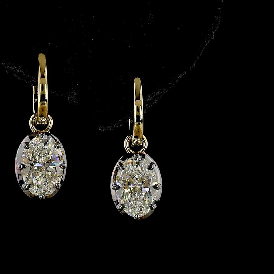 LAB-GROWN 3.1 CARAT OVAL E-F-VVS2 DIAMOND 14K YELLOW GOLD HANGING EARRINGS: LAB-GROWN 3.1 CARAT OVAL E-F-VVS2 DIAMOND 14K YELLOW GOLD HANGING EARRINGS Title: High-quality Brand-New Echo Friendly Elegant Lab-Grown 3.1 Carat Oval E-F-VVS2 Diamond 14K Yellow Gold Hanging Earring