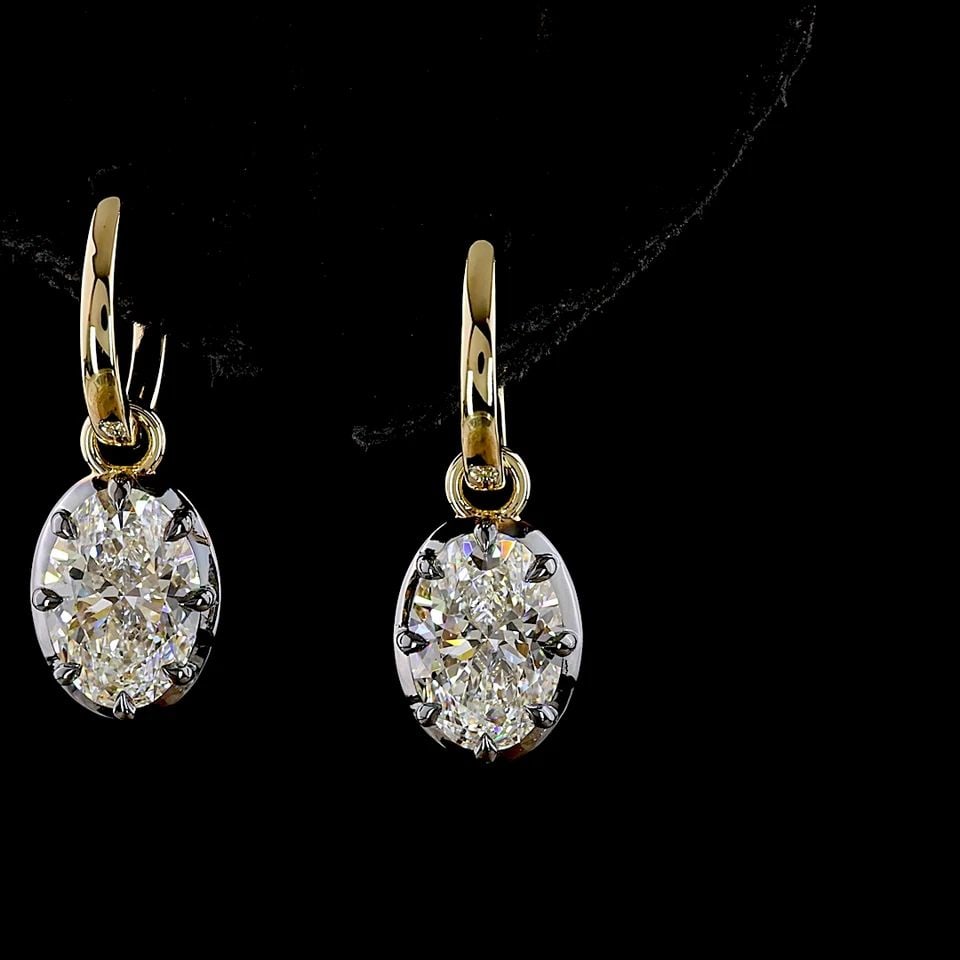 LAB-GROWN 3.02 CARAT OVAL E-F-VVS2 DIAMOND 14K YELLOW GOLD HANGING EARRINGS: LAB-GROWN 3.02 CARAT OVAL E-F-VVS2 DIAMOND 14K YELLOW GOLD HANGING EARRINGS $2,440.00 PRODUCT DESCRIPTION Title: High-quality Brand-New Echo Friendly Elegant Lab-Grown 3.02 Carat Oval E-F-VVS2 Diamond