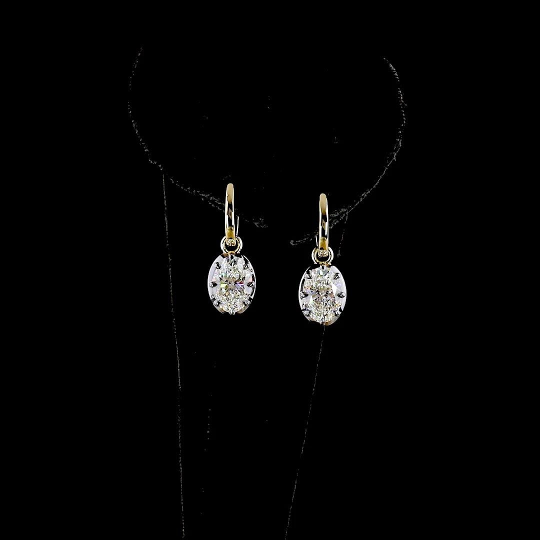 LAB-GROWN 3.1 CARAT OVAL E-F-VS1 DIAMOND 14K YELLOW GOLD HANGING EARRINGS: LAB-GROWN 3.1 CARAT OVAL E-F-VS1 DIAMOND 14K YELLOW GOLD HANGING EARRINGS $2,440.00 PRODUCT DESCRIPTION Title: High-quality Brand-New Echo Friendly Elegant Lab-Grown 3.1 Carat Oval E-F-VS1 Diamond 14K