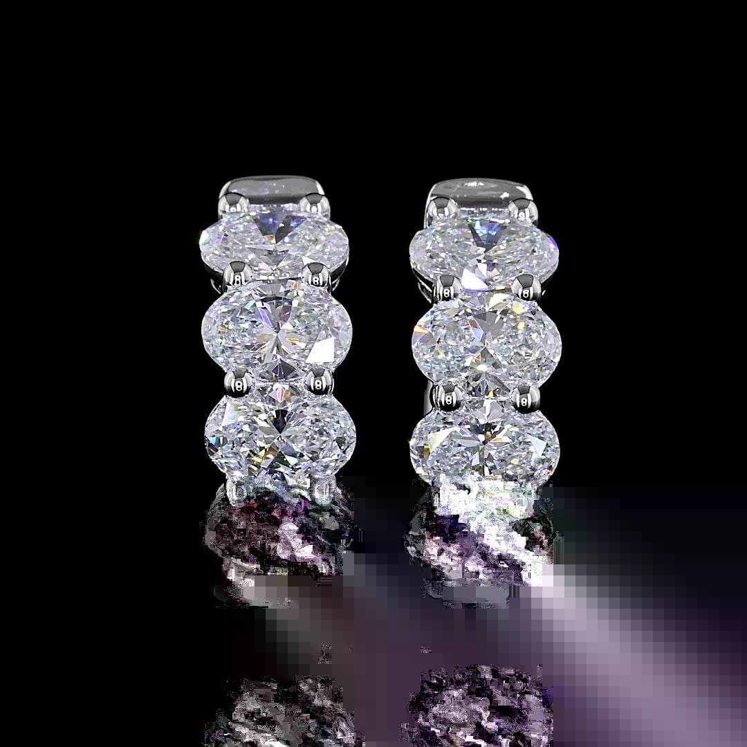 LAB-GROWN 2.04 CARAT OVAL E-F-VS DIAMOND 14K WHITE GOLD HUGGIES EARRINGS (1 of 2)