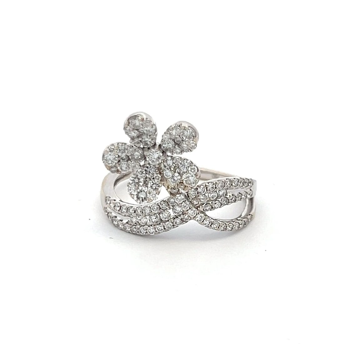 0.60 CARAT ROUND BRILLIANT G VS2 DIAMOND 18K WHITE GOLD COCKTAIL RING (1 of 2)