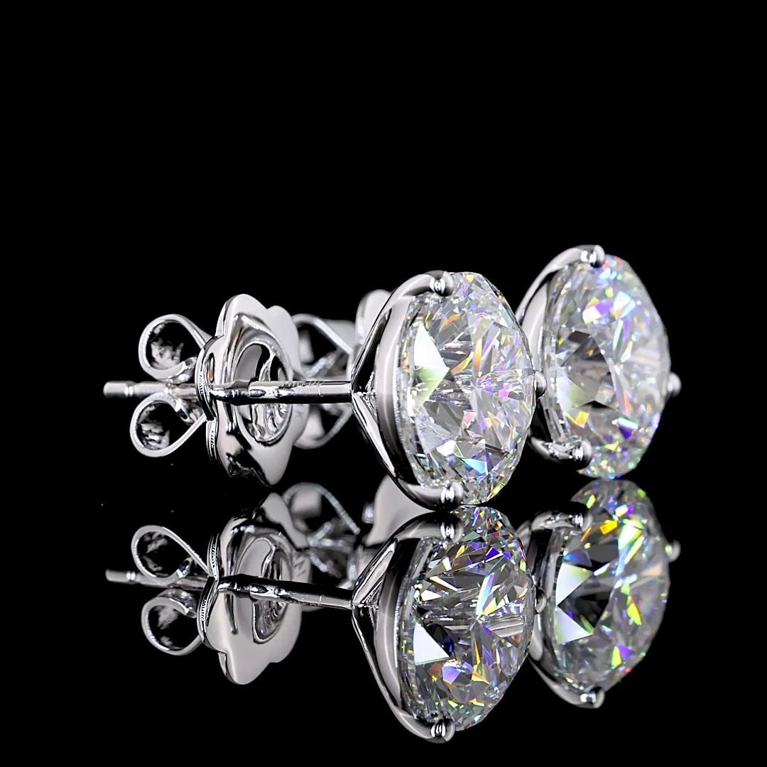 LAB-GROWN 4.07 CARAT ROUND E-F-VVS2 DIAMOND 14K WHITE GOLD MARTINI EARRINGS: LAB-GROWN 4.07 CARAT ROUND E-F-VVS2 DIAMOND 14K WHITE GOLD MARTINI EARRINGS Title: High-quality Brand-New Echo Friendly Elegant Lab-Grown 4.07 Carat Round E-F-VVS2 Diamond 14K White Gold Martini Earri