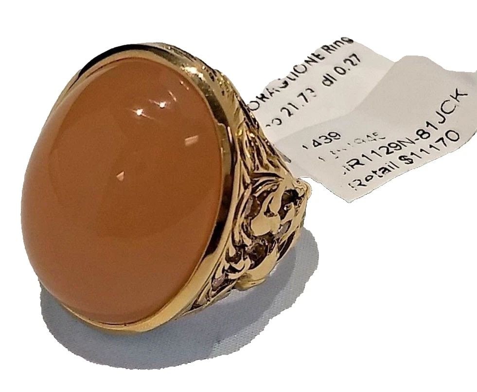18K GOLD RING, MORAGLIONE MOON STONE, 0.27CTS OF DIAMOND ( SIZE: 7.25 ) 21G (1 of 2)