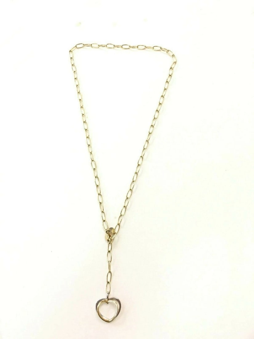 14K YELLOW GOLD MILROS NECKLACE WITH HEART STYLE PENDANT ( 18 INCH ) 11G (1 of 2)