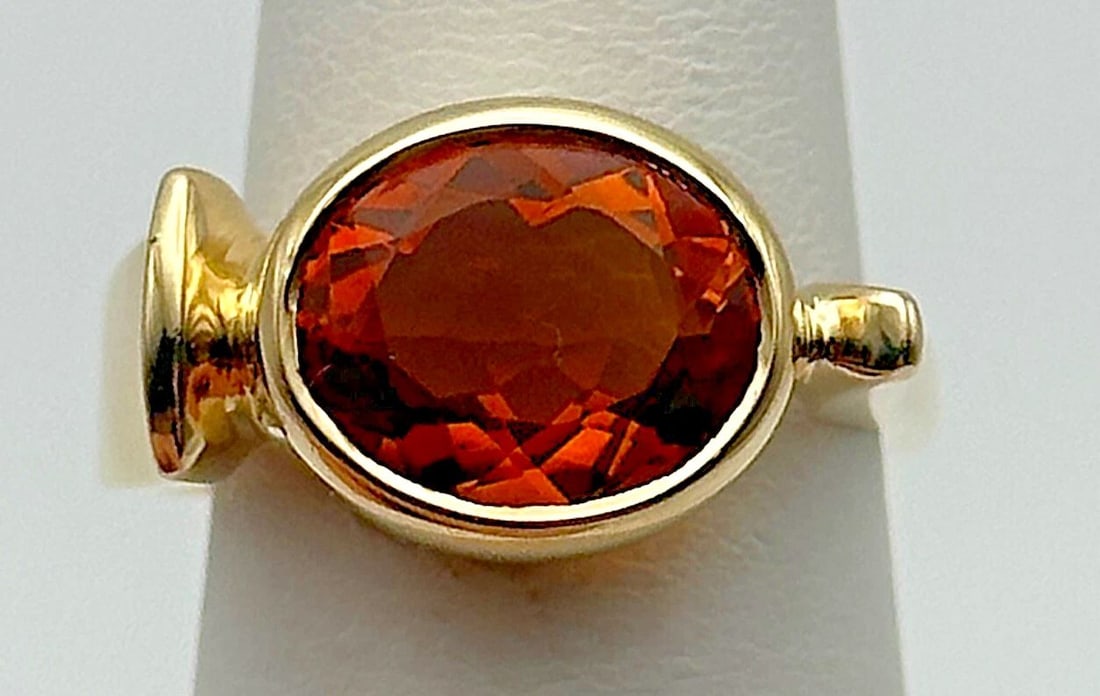 14K GOLD MODERNIST SQUARE SHAPED RING WITH CITRINE ( SIZE: 6.5 ) 9.7G (1 of 2)