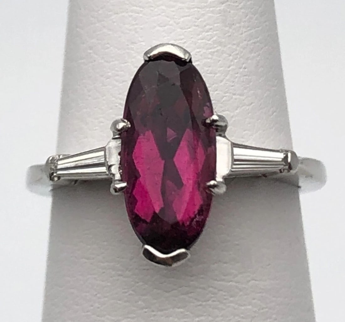 PLATINUM RING, 2.27CT PINK TOURMALINE, 0.26CTS DIAMONDS ( SIZE: 6.25 ) (1 of 2)