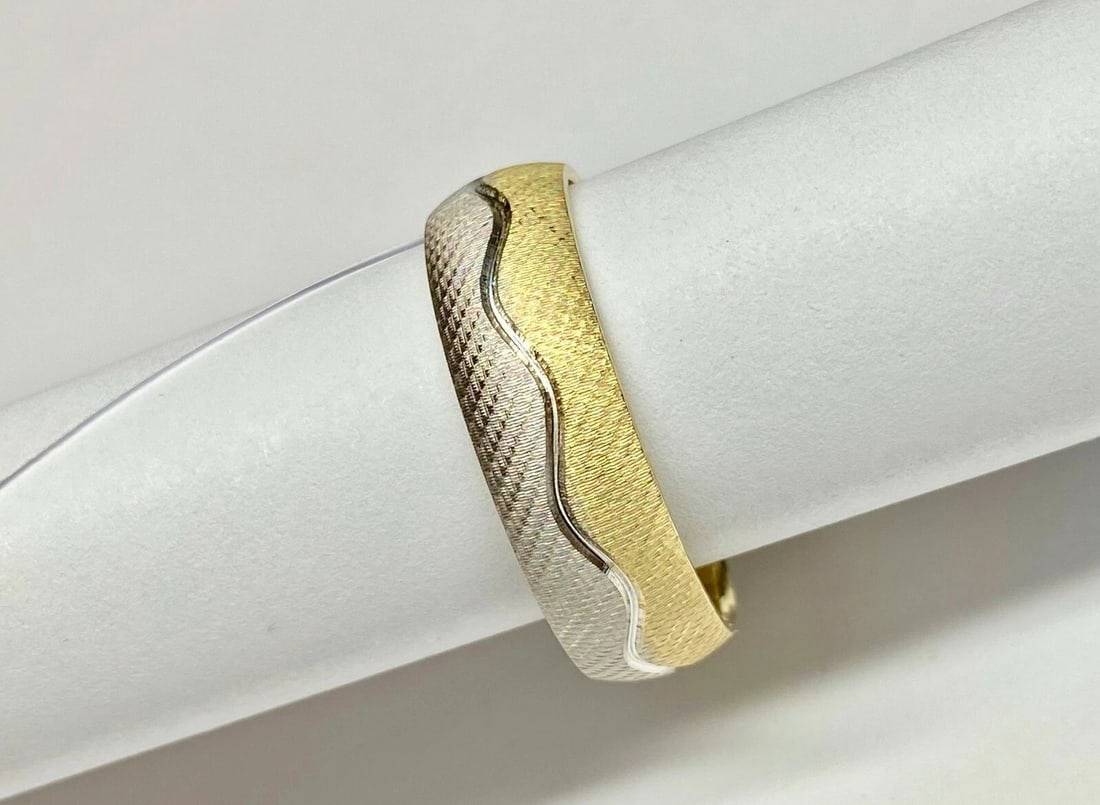 MEN'S 14K TWO- TONED WHITE/YELLOW GOLD BAND 7MM (SIZE 13) 8.6 GRAMS (1 of 2)