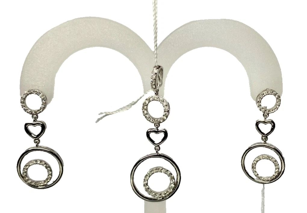18K WHITE GOLD PENDANT & EARRINGS SET, 0.50CTS DIAMONDS ( 5.7G ) (1 of 2)