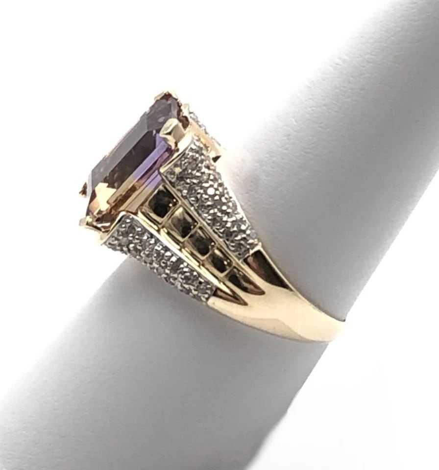 14K GOLD RING WITH AMETRINE AND 0.27CTW DIAMONDS (SIZE: 8.25) 5.9 GRAMS (1 of 1)