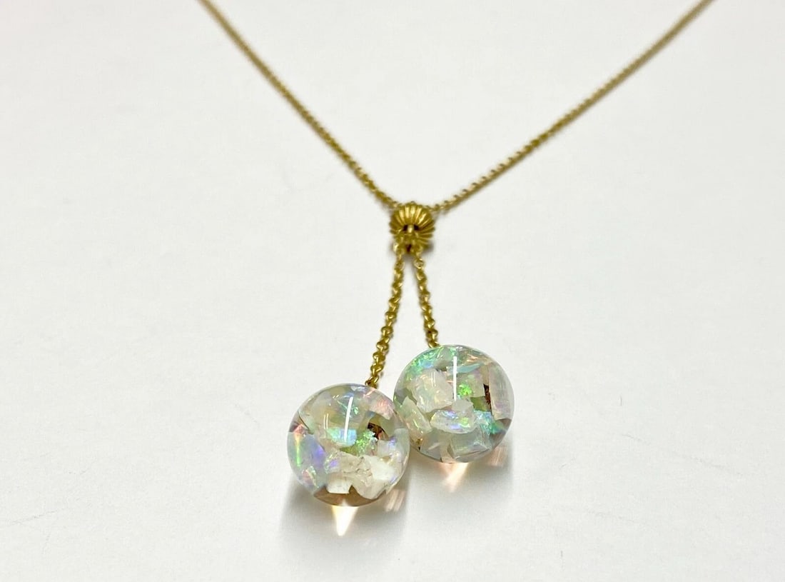 WOMEN'S 14K YELLOW GOLD NECKLACE, DANGLING OPAL PIECES ( 18 INCH ) 5.3G: VERY UNIQUE WOMEN'S 14K YELLOW GOLD 18INCH NECKLACE WITH DANGLING OPAL PIECES Very Unique Women's 14k Yellow Gold 18inch Necklace with Dangling Opal Pieces You are bidding on a pre-owned Very Unique W