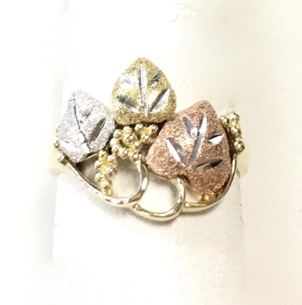 14K BLACK HILLS GOLD RING, TRI-TONE LEAFY DESIGN (SIZE 7.25) 4.7 GRAM (1 of 2)