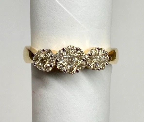 NEW 14K YELLOW GOLD RING, 0.50CTW DIAMONDS IN FLOWER SETTING (SIZE 7) 3.4G (1 of 2)