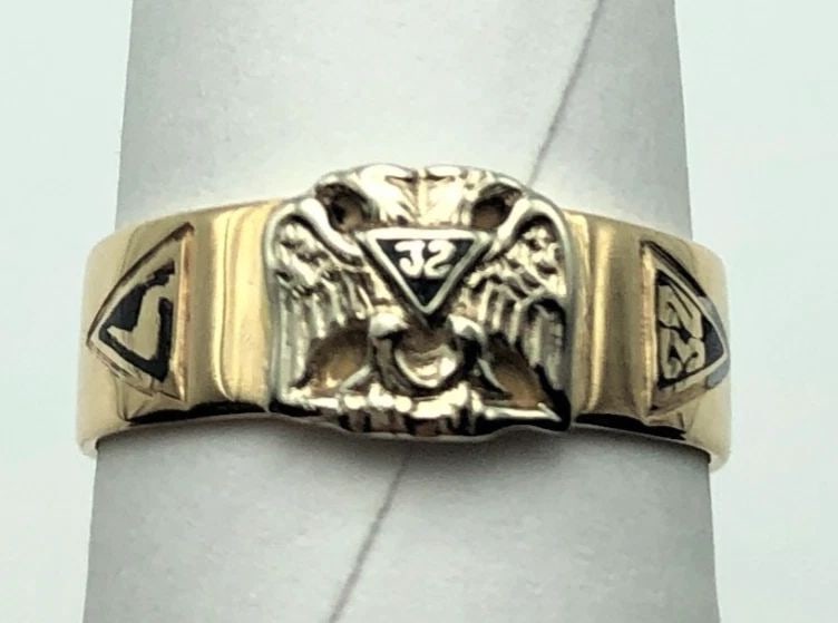 14K GOLD HALLMARK DOUBLE HEADED EAGLE MASONIC RING/BAND (SIZE 9.5) 4.5G (1 of 2)