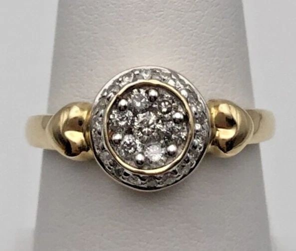 NEW 14K GOLD RING WITH ROUND HEAD/HEARTS, 0.35CTS DIAMONDS (SIZE 7.25) 3.4 GRAM (1 of 2)
