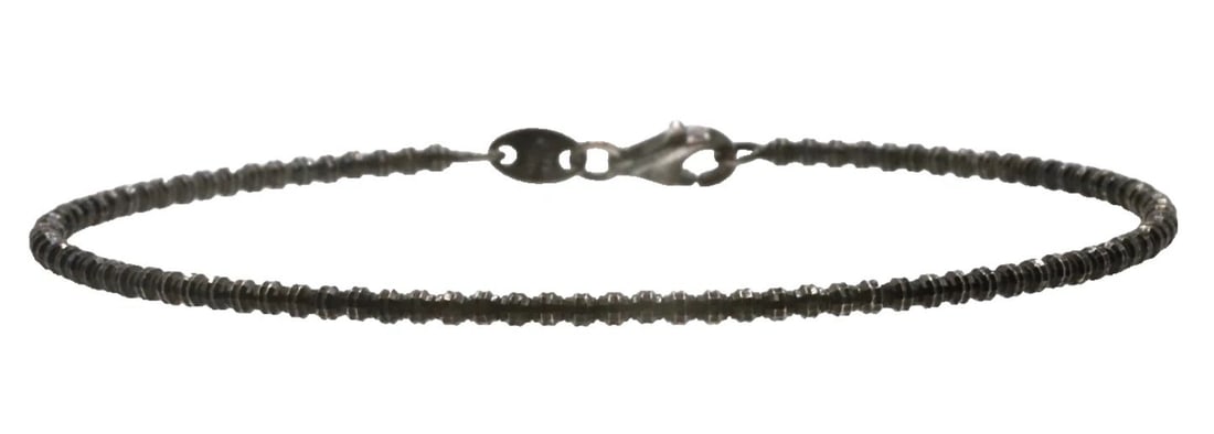 14K GOLD, BLACK RHODIUM BRACELET, BEADS, MADE IN ITALY ( 7.5 INCH ) 3.6G: 14KT GOLD WITH BLACK RHODIUM BRACELET WITH BEADS MADE IN ITALY 7.5" 14kt gold with Black Rhodium Bracelet with beads Made in Italy 7.5" You are bidding on a Made in Italy 14kt gold with Black Rhodium 