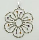 DAINTY THIN 14K WHITE GOLD FLOWER PENDANT WITH MULTI COLORED C.Z. STONES 1.6G: Dainty Thin 14k White Gold Flower Pendant with Multi Colored C.Z. Stones Condition: Used Material: 14k White Gold Pendant Size: 2 inches x 1.5 inches Total Weight: 1.6 grams Stone Info: All stones in 