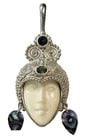 SAJEN STERLING SILVER FACE PENDANT WITH TINY SHELLS (1 of 2)