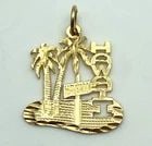 14K YELLOW GOLD HAWAII PENDANT 1.3 GRAMS: 14k Yellow Gold HAWAII Pendant Condition: Used Material: 14k Yellow Gold Pendant Size: 24mm x 18mm x 0.6mm Total Weight: 1.3 grams Bail Info: Fits a size 3mm wide necklace