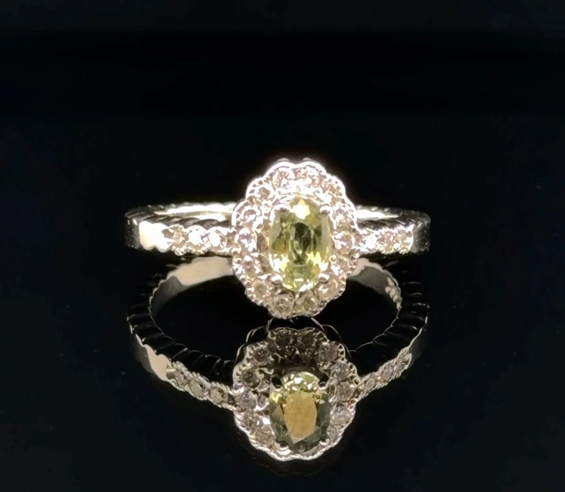 .64CT GREEN SAPPHIRE AND DIAMOND RING IN 14 WHITE GOLD (1 of 2)