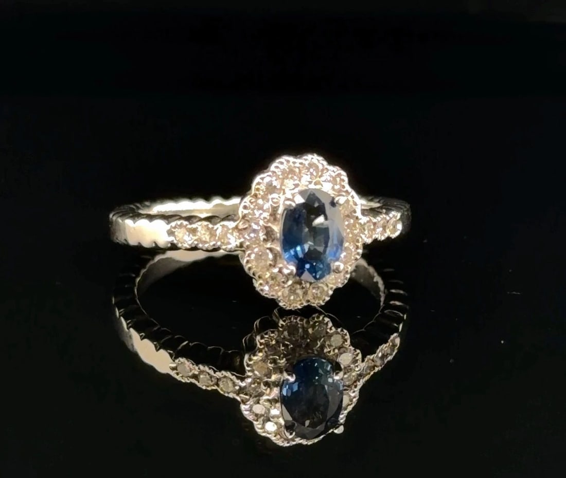 .63CT BLUE SAPPHIRE AND DIAMOND RING IN 14K WHITE GOLD (1 of 2)